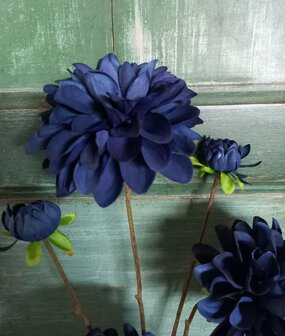 Dahlia zijden bloemen Indigo blauw