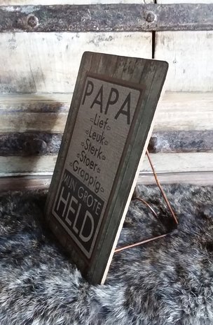 Nostalgisch bordje 'papa mijn grote held'