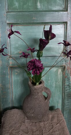 Gentiaan zijden bloemen in donker aubergine 